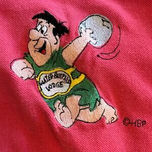 Toon Time Mens Large Polo Style Watermelon Pink Fred Flinstone Shirt